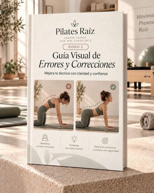 Libro del Bono 2 Guía Visual de Errores y Correcciones de Pilates Raíz con el ejemplo de la postura incorrecta y la correcta