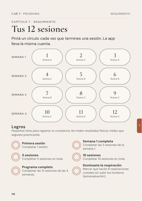 Página 118: tus 12 sesiones y logros